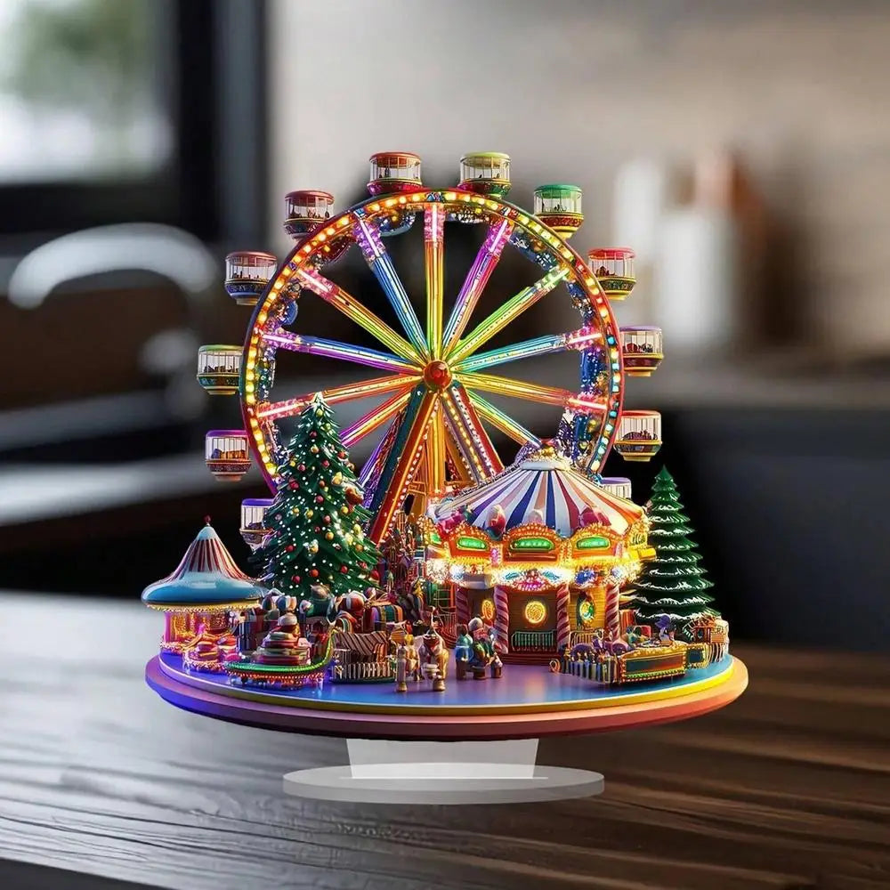Ferris Wheel Accent Ornament 2D Acrylic Ferris Wheel Display Board Ferris Wheel Decor Christmas Tree Holiday Decoration
