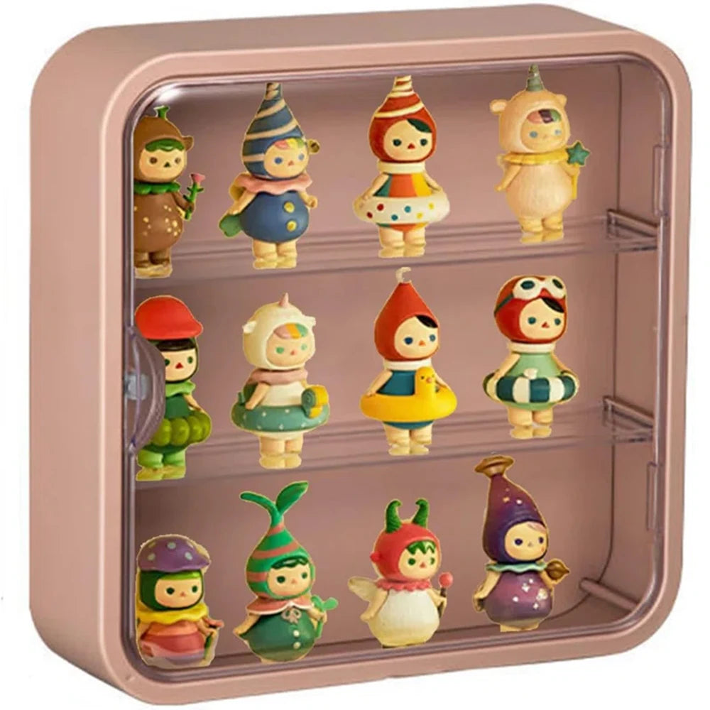 Clear Display Case for Figures, Wall-Mounted Doll Storage - 3Layer Storage Box
