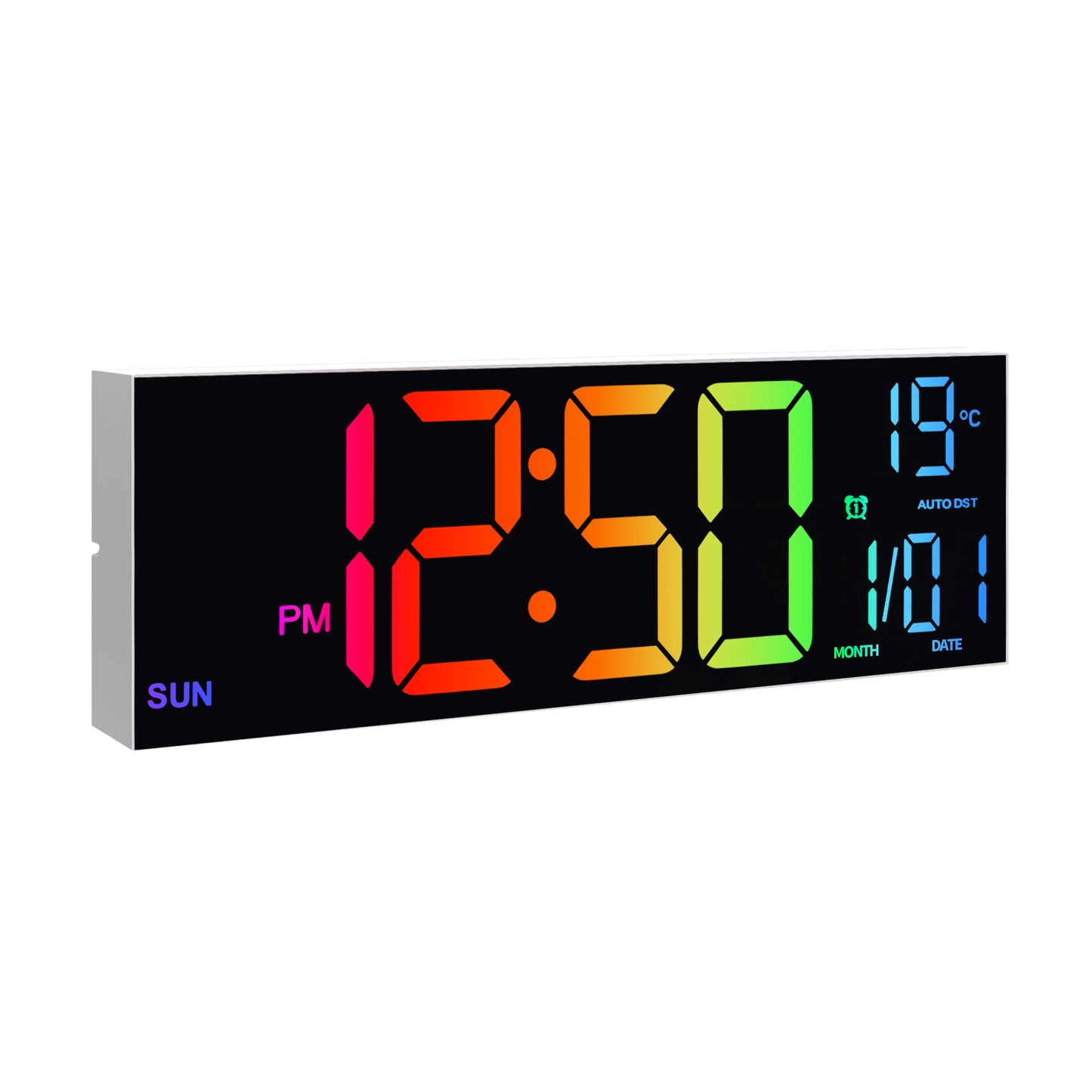 16" Large Digital Wall Clock,-  Big LED Display with Remote, - 8  RGB Color, - Alarm, DST, -Temperature for Living Room, Kitchen
