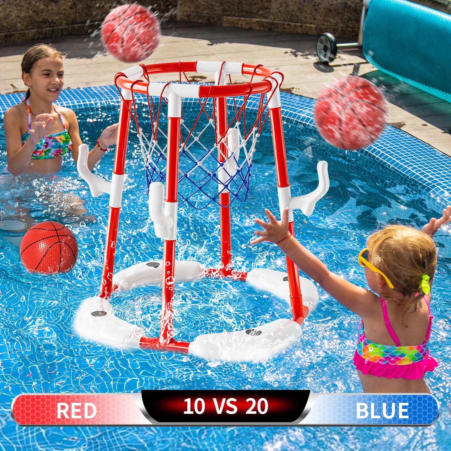 Summer Pool Basketball Hoop Toys, - Floating Basketball Pool Game - Swimming Floats Toys With 4 BallsToys