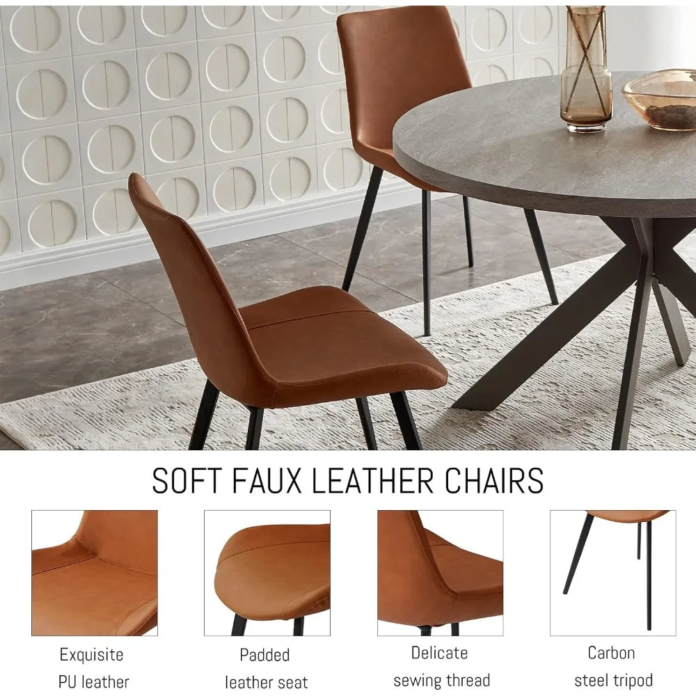 47"  Set, Modern Round Dining Table for 4-6 Person, Steel Legs