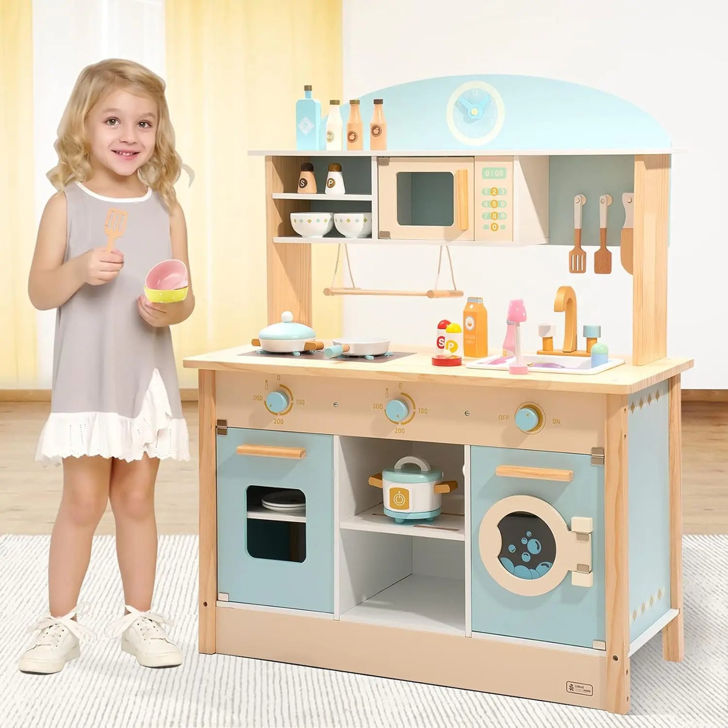 Wooden Kitchen for Kids - Play Kitchen with Plenty of Play Features