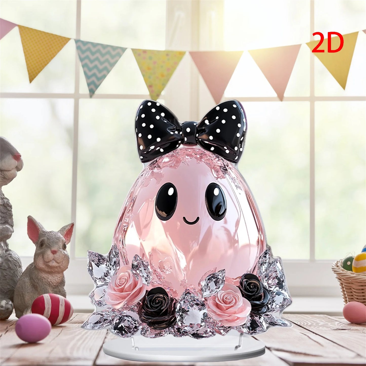 Halloween Party Decorations - Spooky Acrylic Crystal Pumpkin 2D - Flat Statue Ornament - Table Centerpiece for Home Décor