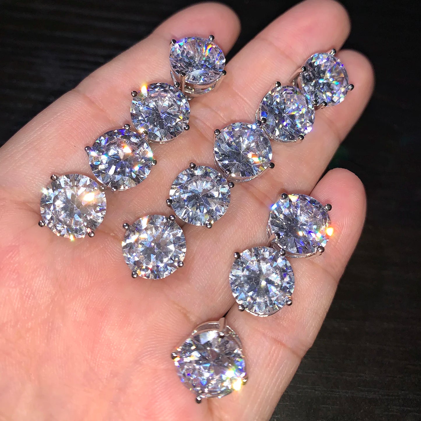 CUC 3-14MM AAAA Zircon Stud Earrings Screw/Push Back For Women -Men Fashion Trend Jewelry