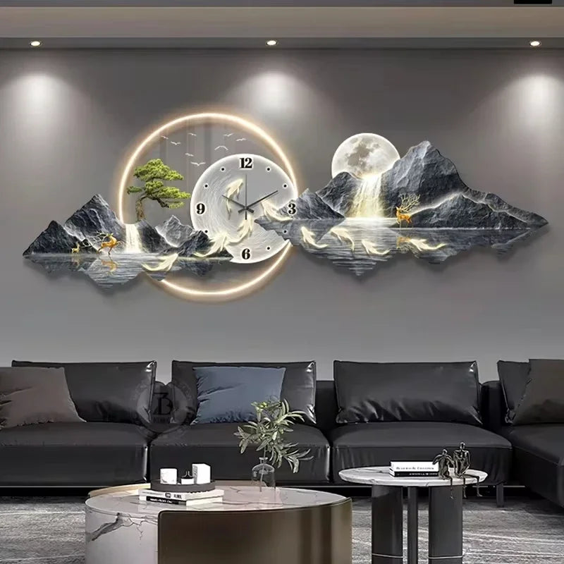 Design Luxury Wall Clocks Living Room Led Aesthetic