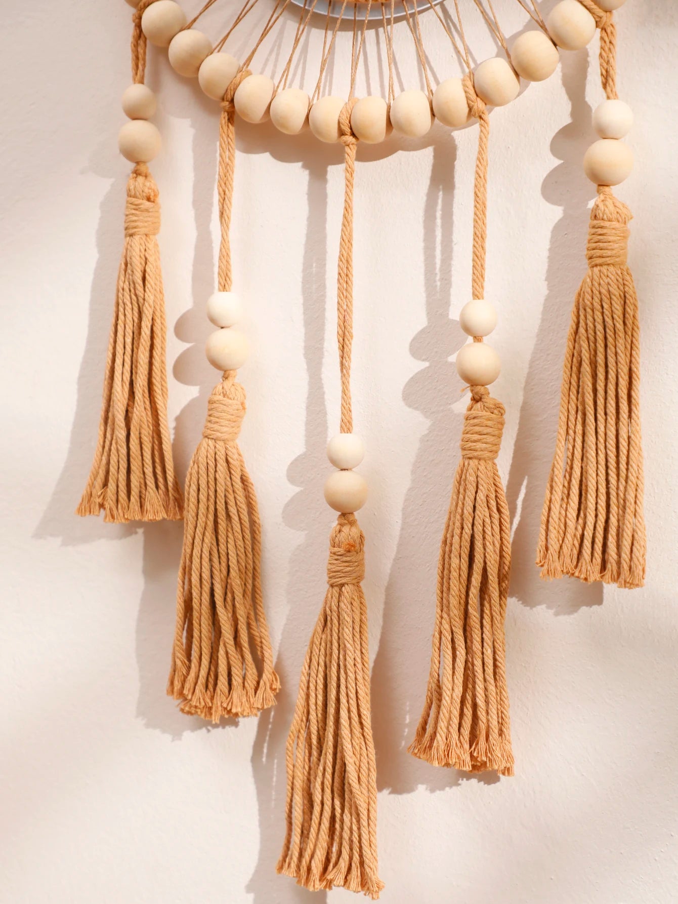 Wall Mirror Macrame Wooden Beads