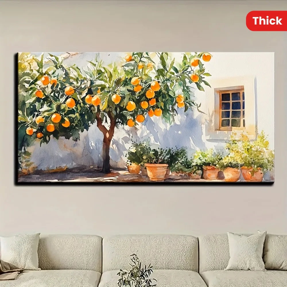 Orange tree and  painting ,rustic cottage