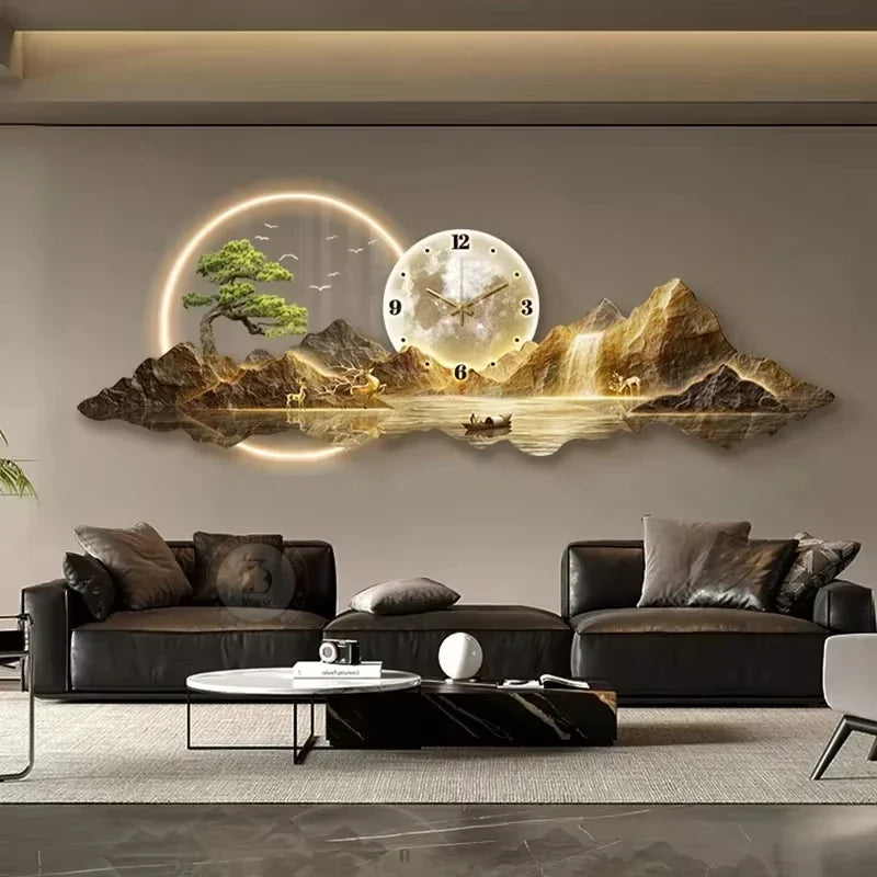 Design Luxury Wall Clocks Living Room Led Aesthetic
