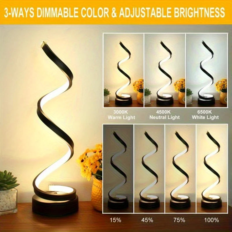 Classic Creative Spiral LED Table Lamp,  Adjustable Arm, Soft Light, Multifunction