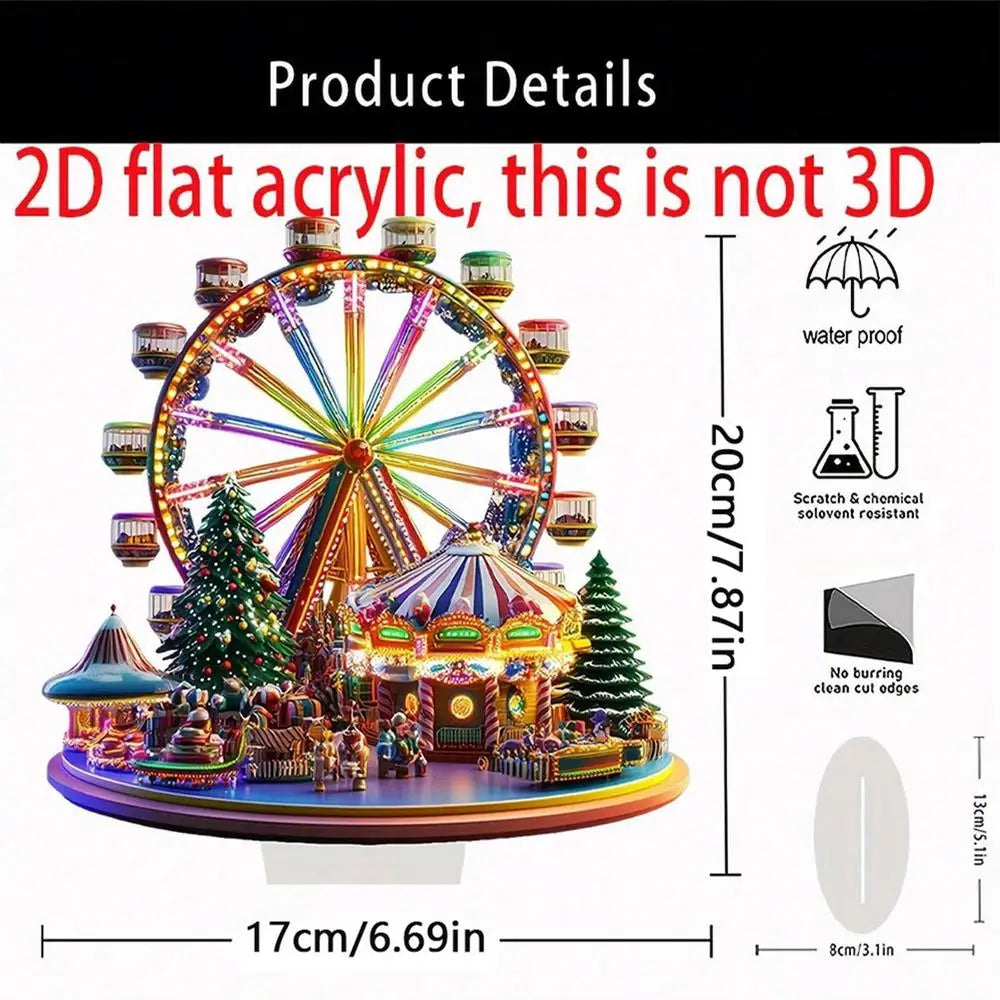 Ferris Wheel Accent Ornament 2D Acrylic Ferris Wheel Display Board Ferris Wheel Decor Christmas Tree Holiday Decoration