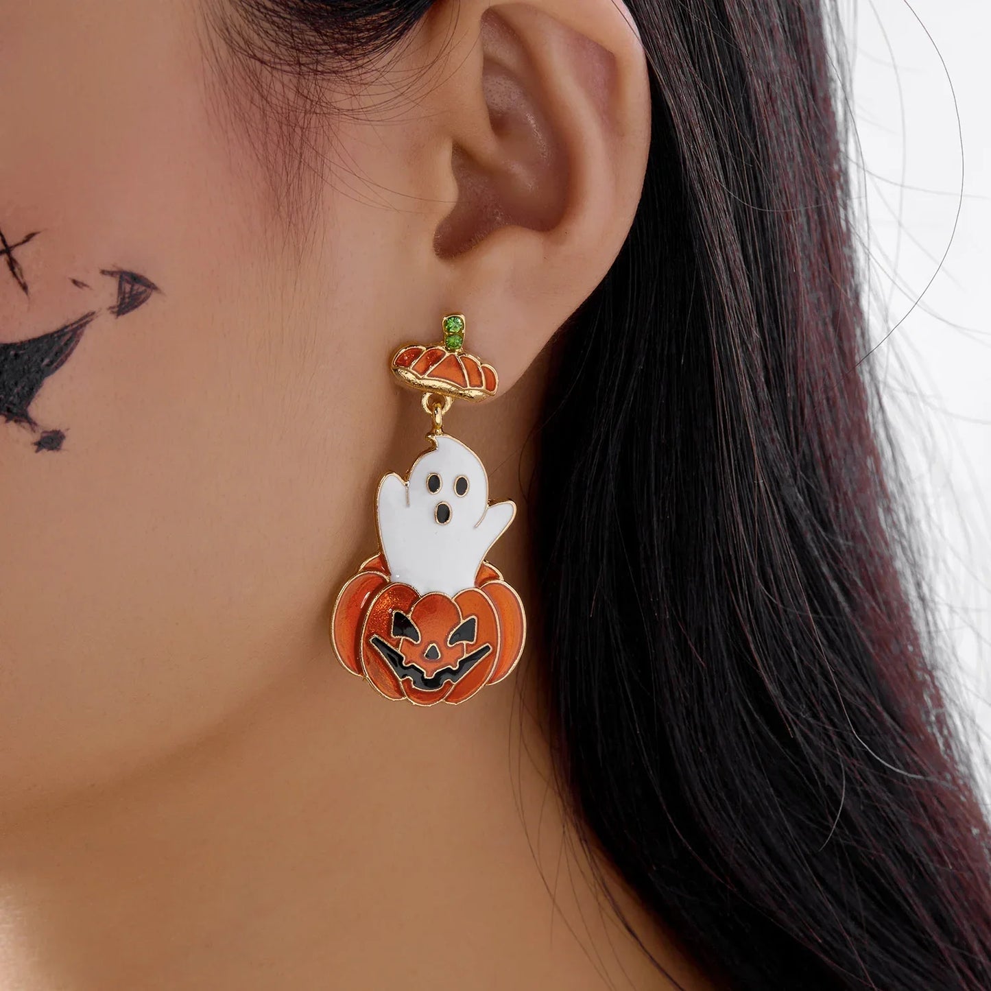 Cute Halloween Dangle Earrings for Women - Cartoon Pumpkin - Ghost Spider Drop Oil Earring