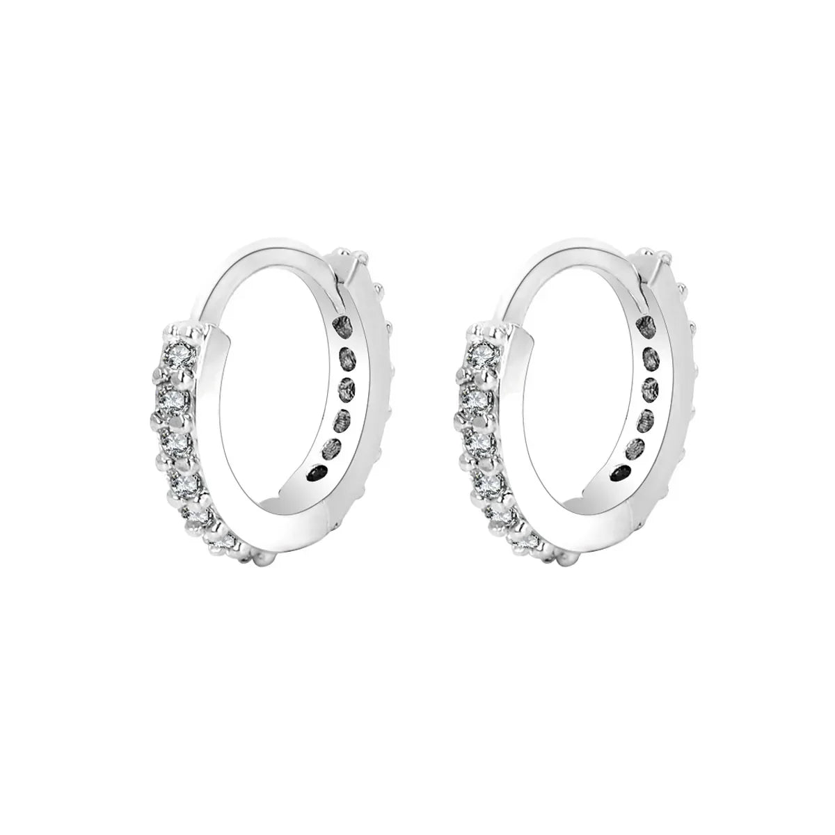 1Pair Stainless Steel Minimal Hoop Earrings - Crystal Zirconia -Small Huggie Thin Cartilage Earrings