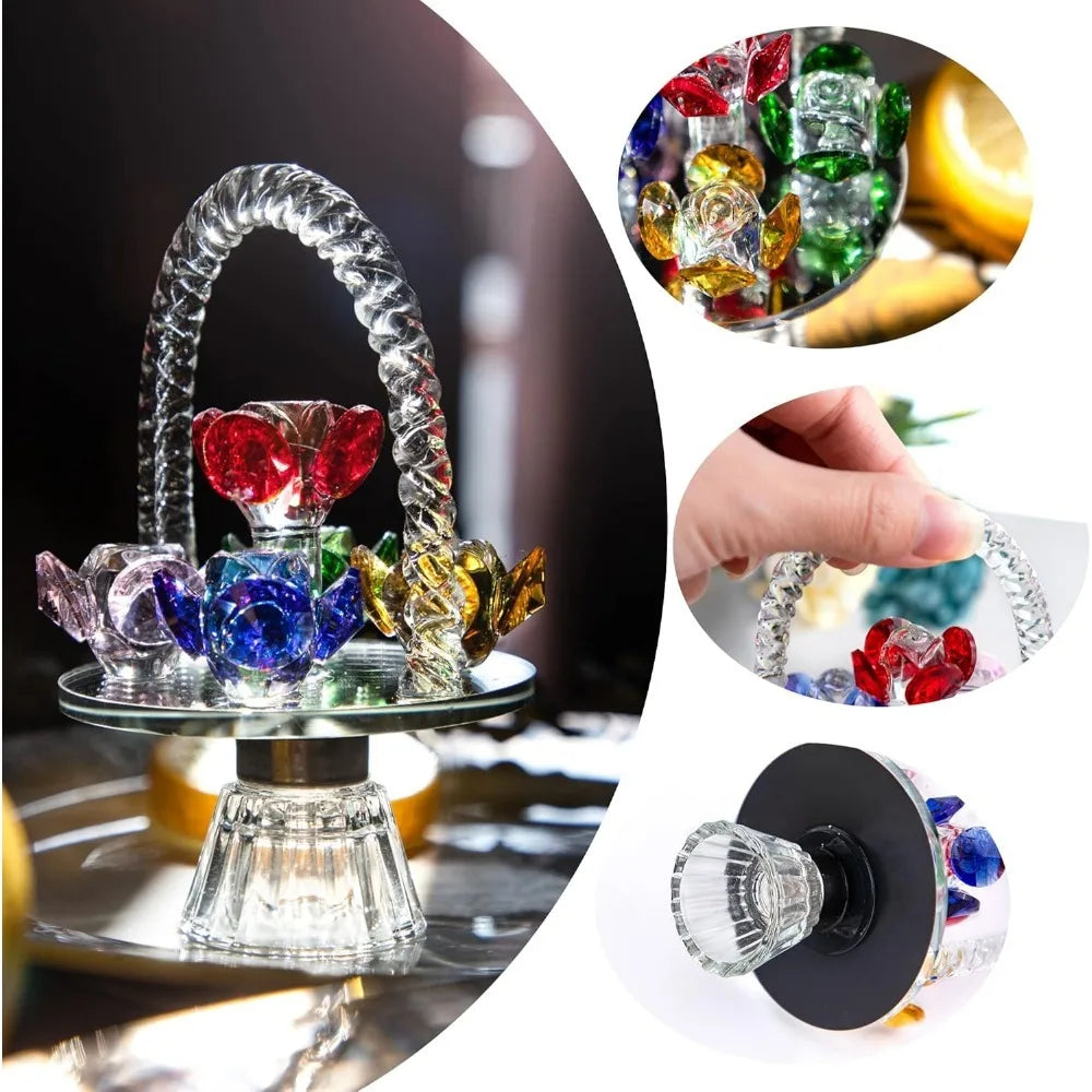 Crystal Sunflower Figurine Collectible Glass Flower Ornament Statue