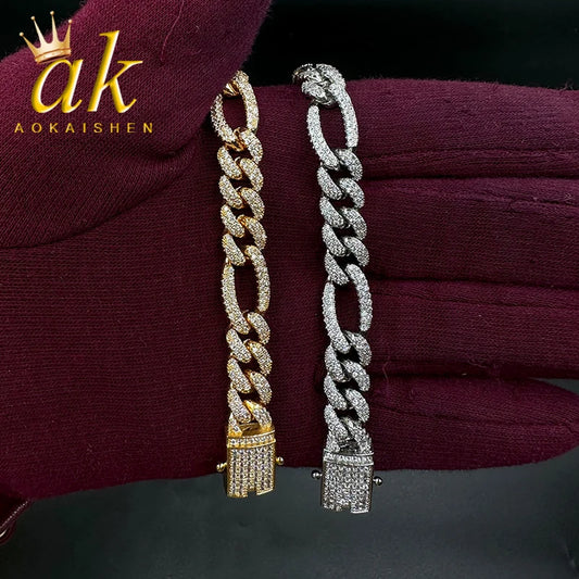 Figaro Bracelet Prong Setting - Real Gold Plated  Jewelry