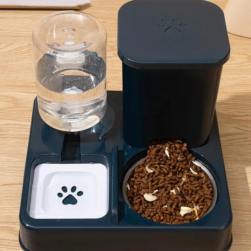 Automatic Cat Feeder Water Dispenser Set 2 In 1 Tilted Automatic Pet Food And Water Feeder Food Feeder And Waterer