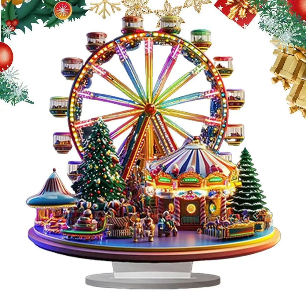 Ferris Wheel Accent Ornament 2D Acrylic Ferris Wheel Display Board Ferris Wheel Decor Christmas Tree Holiday Decoration
