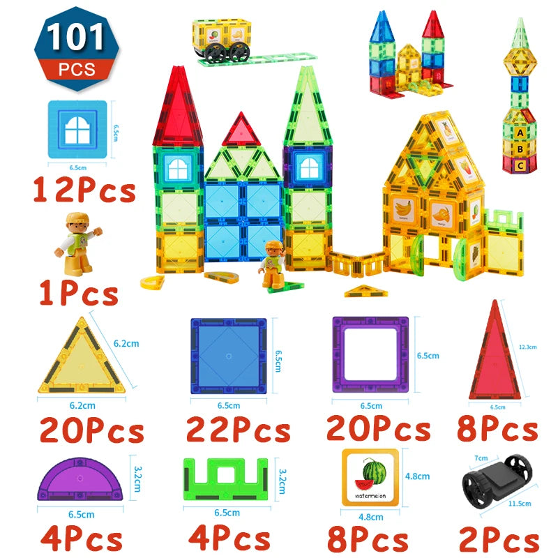 Romboss Magnetic Building Blocks Set - Magnetic Sheet Construction - Building Puzzle Tiles Boys & Girls
