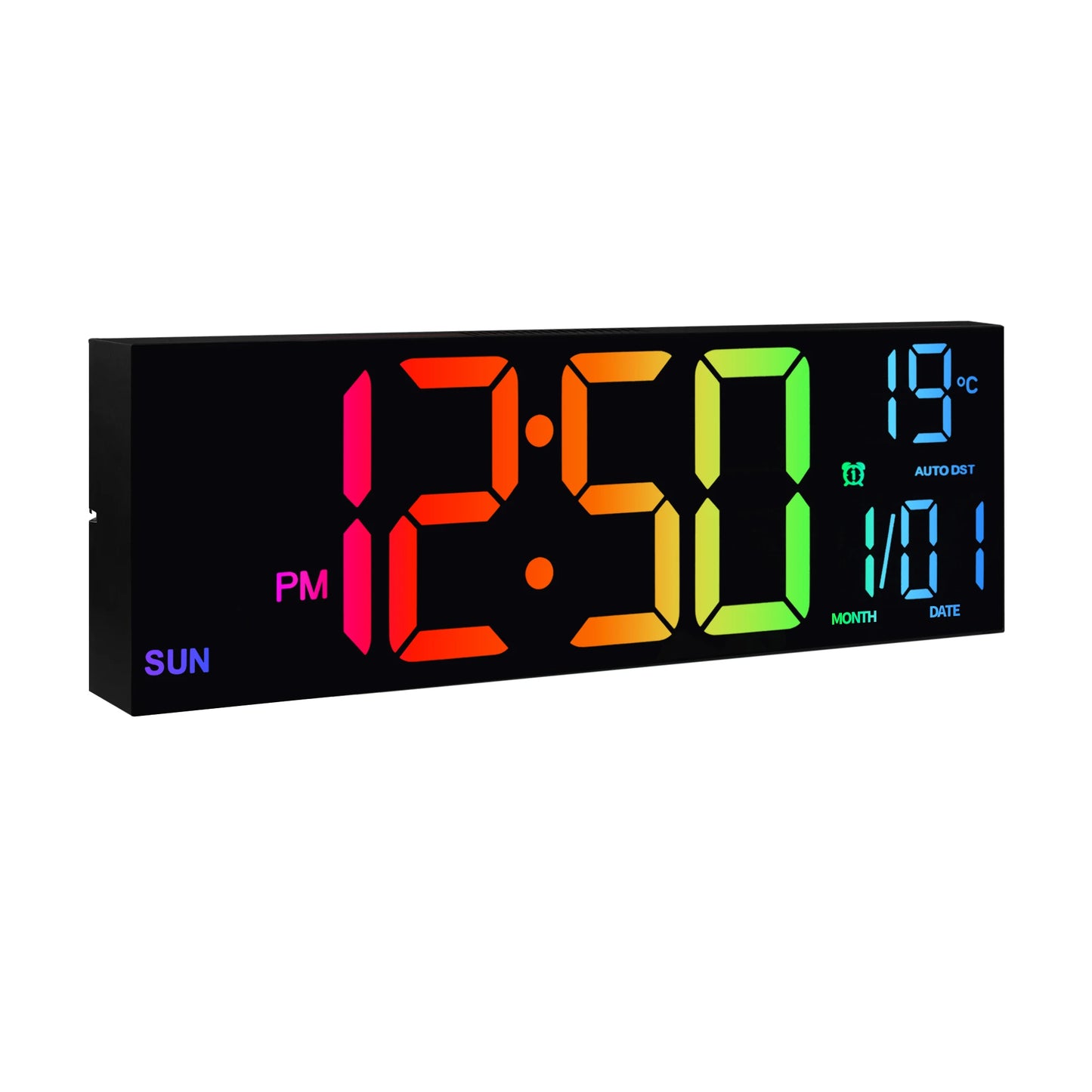 16" Large Digital Wall Clock,-  Big LED Display with Remote, - 8  RGB Color, - Alarm, DST, -Temperature for Living Room, Kitchen