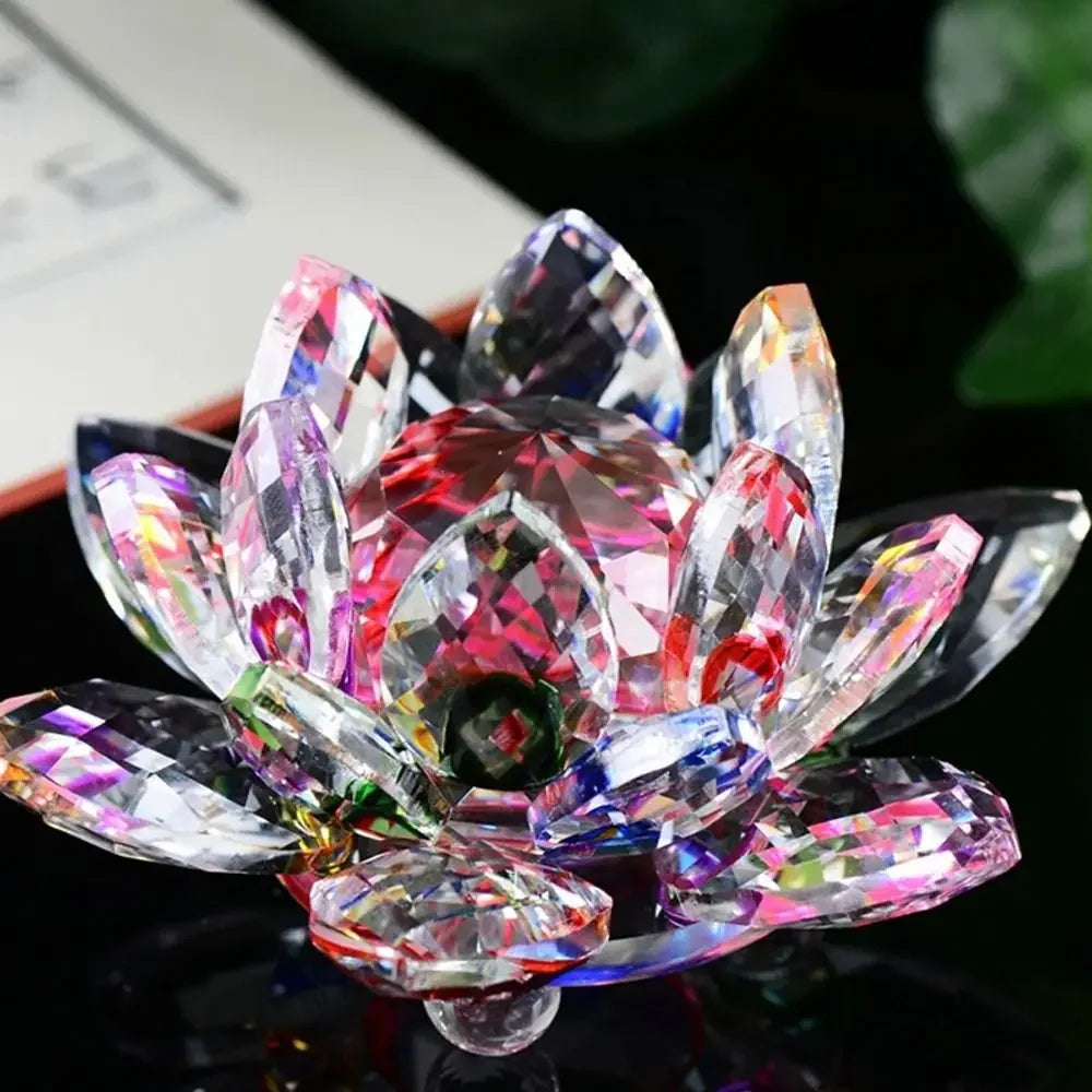 60-140mm Crystal Lotus Flower Figurine Home  Decoration - Glass Craft Paperweight - Table Ornaments