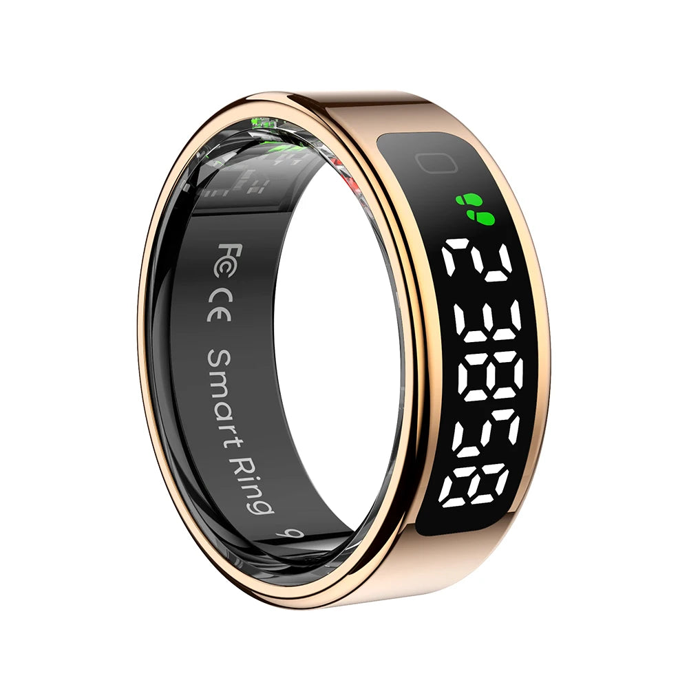 R11 Smart Ring with Display Screen and Touch Heart Rate Blood Oxygen Monitor - Wireless Charging Fitness Ring for Men & Women