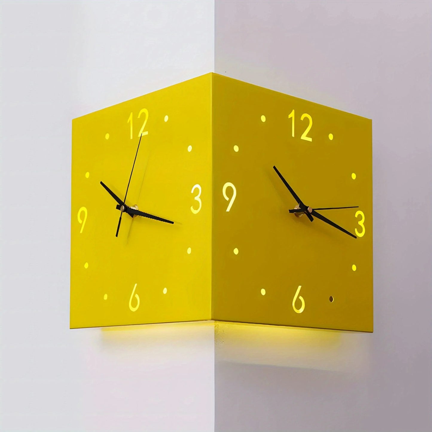 Corner Modern Wall Clock, Stylish Double-sided Luminous Wall Clock,