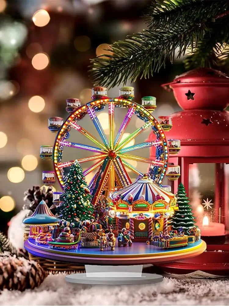 Ferris Wheel Accent Ornament 2D Acrylic Ferris Wheel Display Board Ferris Wheel Decor Christmas Tree Holiday Decoration