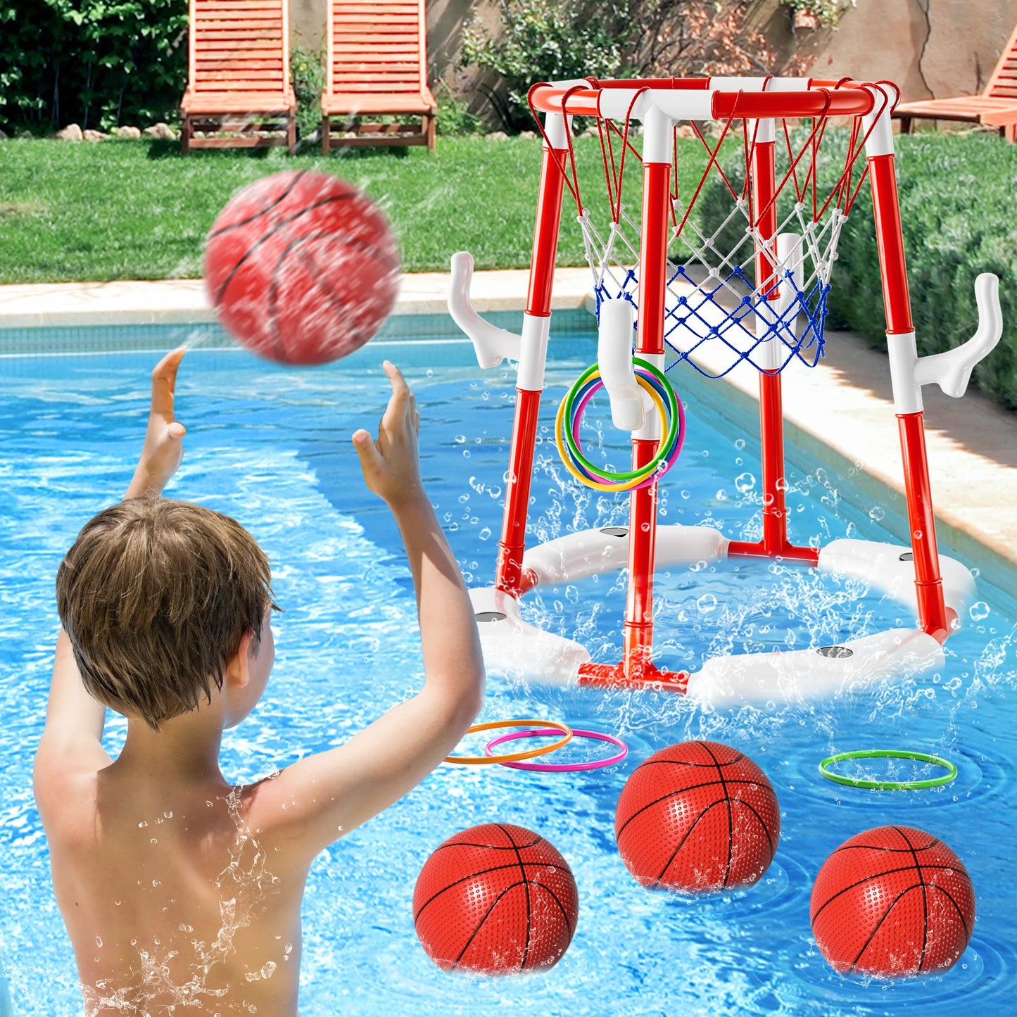 Summer Pool Basketball Hoop Toys, - Floating Basketball Pool Game - Swimming Floats Toys With 4 BallsToys