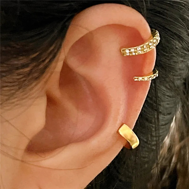 Fashion Zircon Double-layer Ear Cuff -  No Piercing Earring - Unique Metal Geometric Ear Clip for Women