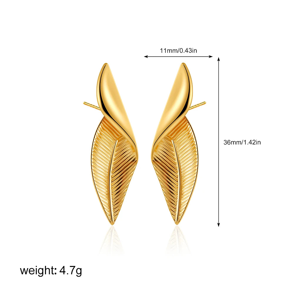 Fashion Glossy Three-Layer Textured Intersecting Knot Earrings for Women - Gold Color Stainless Steel Earring V