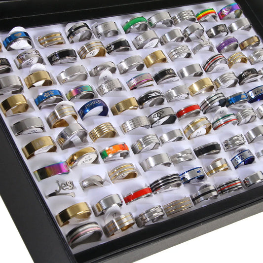 100pcs Mixed Rings - Bulk Finger Band Rings for Men & Women