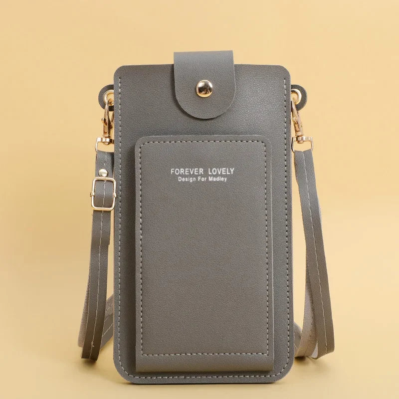 Women Bags Soft Leather Wallets - Touch Screen Cell Phone Purse - Crossbody Shoulder Strap Handbag