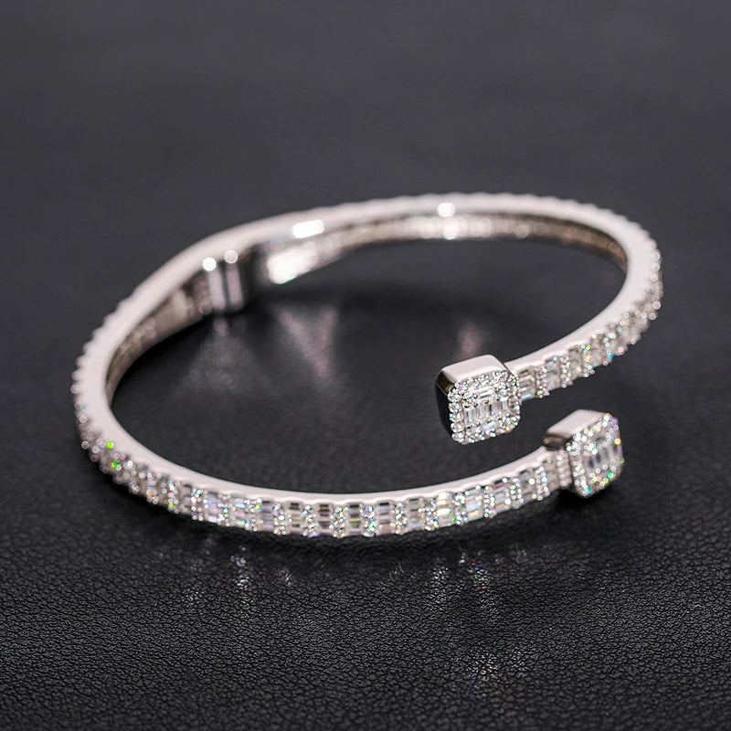 New Arrival - Cubic Zirconia Baguette Bracelets - Mens Bangles Iced Out