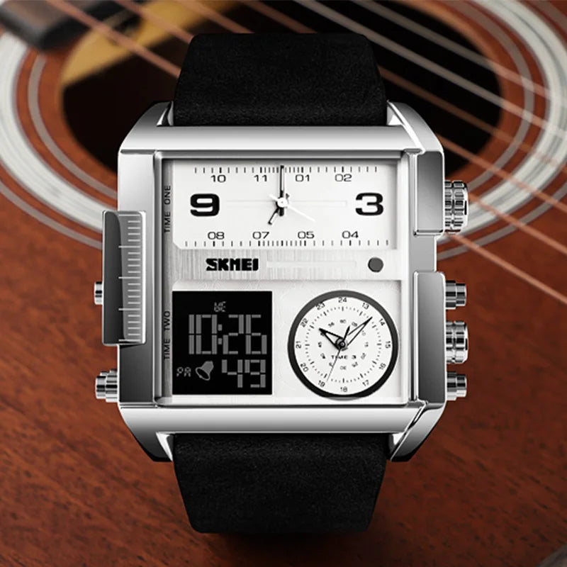 3 Time Men Sports Watch - Top Luxury Brand Military Digital Wristwatch - Mens Quartz Movement