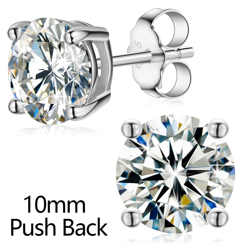 Classic Fashion Real Moissanite Stud Earrings For Women.  Sterling Silver Sparkling Engagement & Wedding Gifts