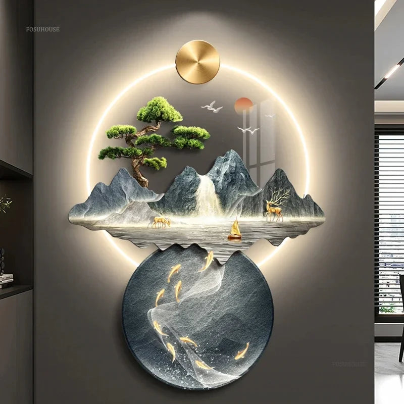 3d wall painting with lights -  Modern Hanging Home Decoration