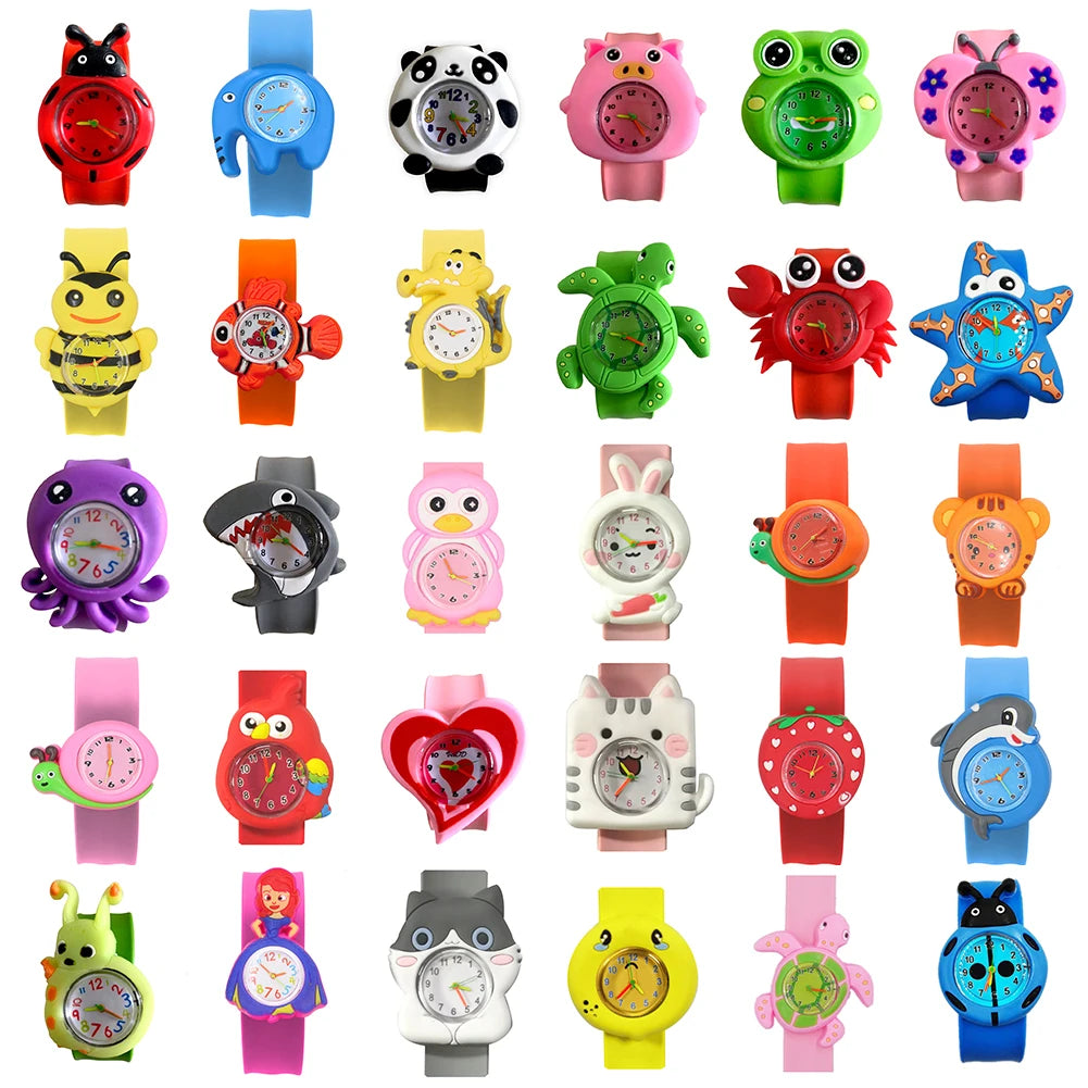 30 Cartoon Styles Children Watches - Colorful Bend Slap Strap - Clock Random Style