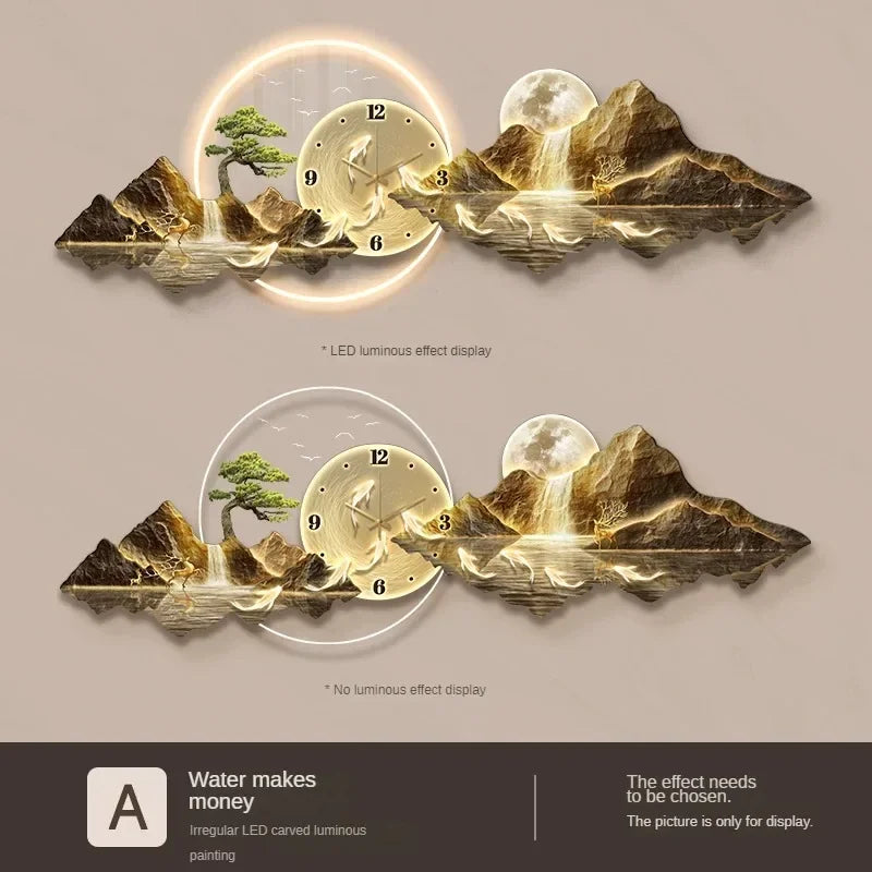 Design Luxury Wall Clocks Living Room Led Aesthetic