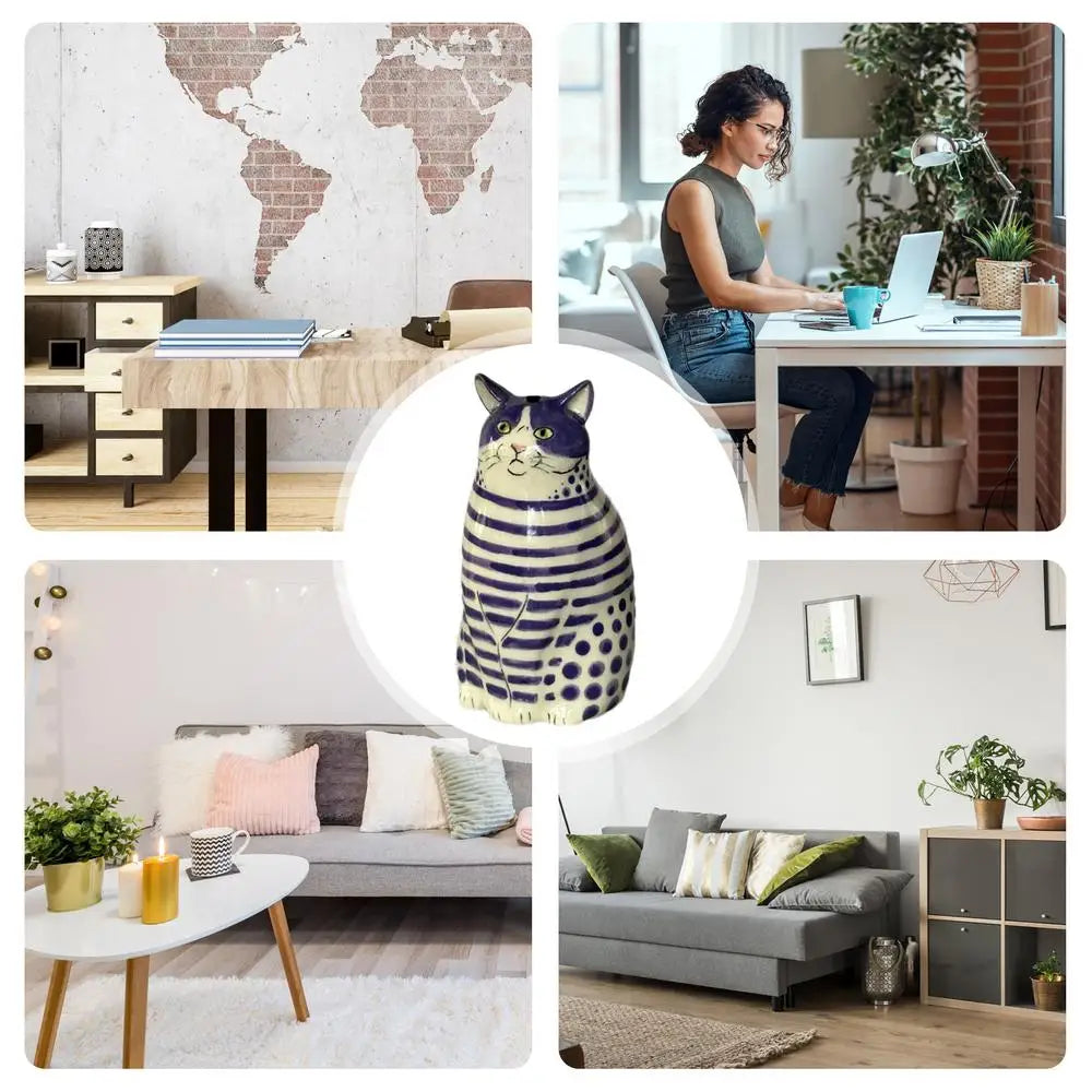 Polka Dot Cat Flower Vase - Dot Pattern Resin Cat Vase - Cat Vase For Home Bookshelf Shelf Decoration Tiny Animal Vases