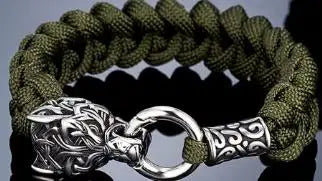 Never Fade Rock Viking Wolf Bracelet Men's