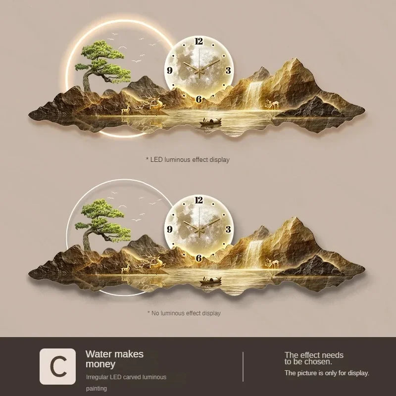 Design Luxury Wall Clocks Living Room Led Aesthetic