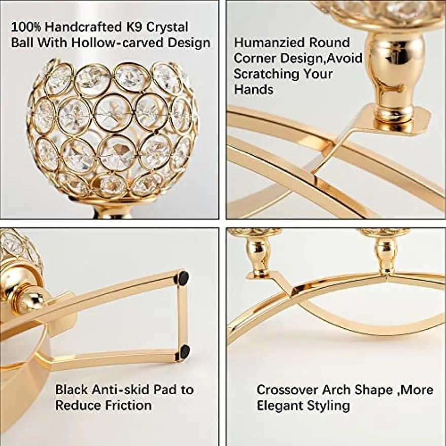 Gold Candle Holders for Table Centerpieces, - Tealight Candlestick, -  Candelabra Stand,- 3 Arms for Living Room, Wedding Decor