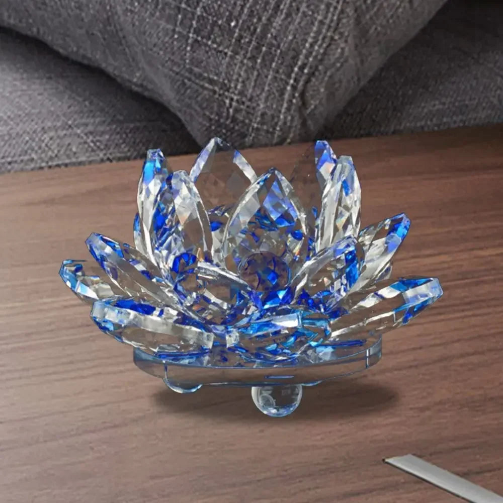 60-140mm Crystal Lotus Flower Figurine Home  Decoration - Glass Craft Paperweight - Table Ornaments