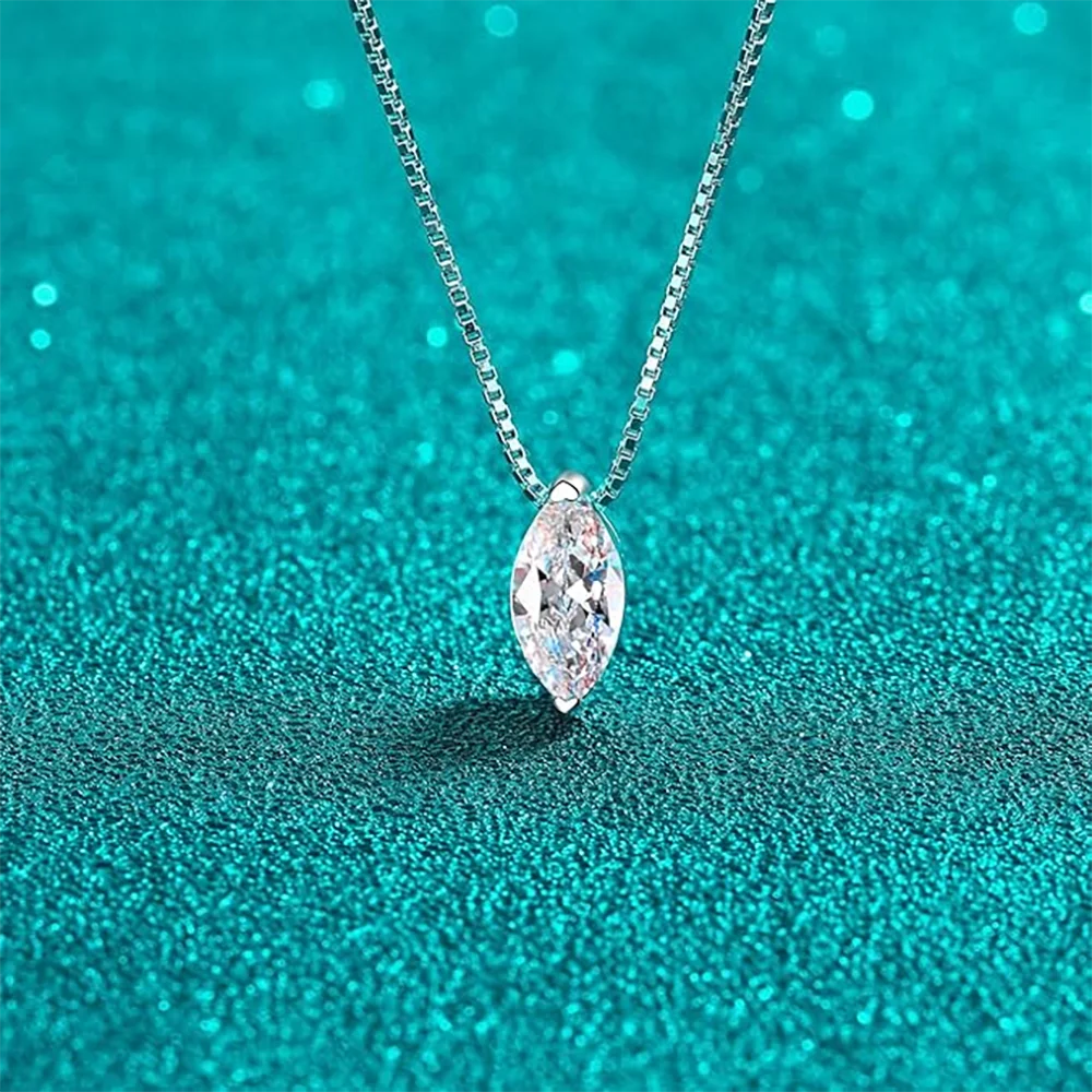 New 5*10mm 1CT Marquise Cut Moissanite Diamond Necklace