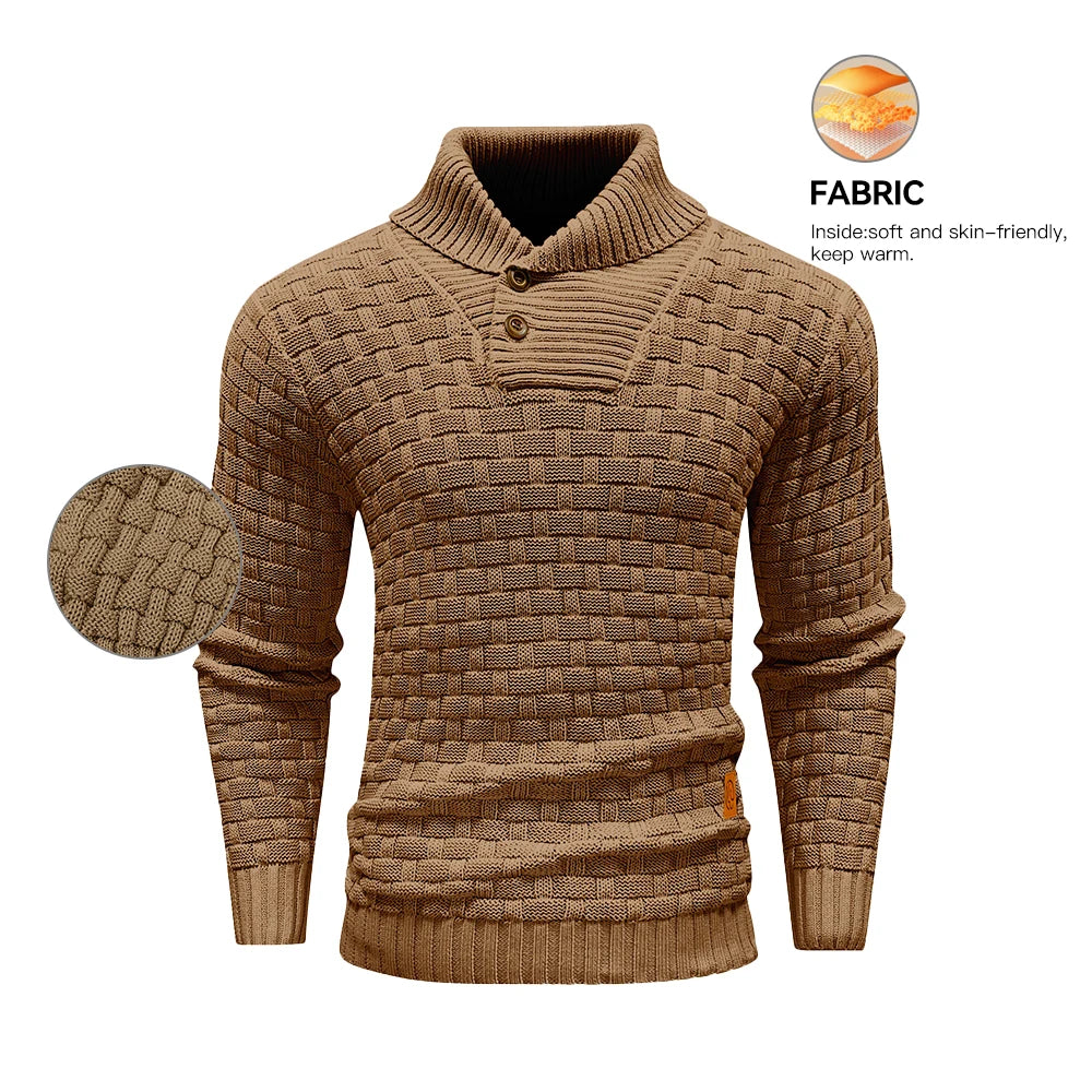Men’s Knitted Sweater - Casual Crew Neck - Warm Long Sleeve -