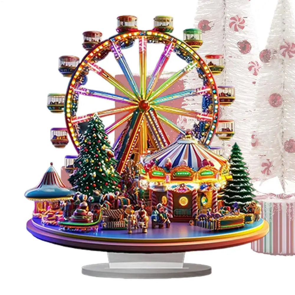 Ferris Wheel Accent Ornament 2D Acrylic Ferris Wheel Display Board Ferris Wheel Decor Christmas Tree Holiday Decoration