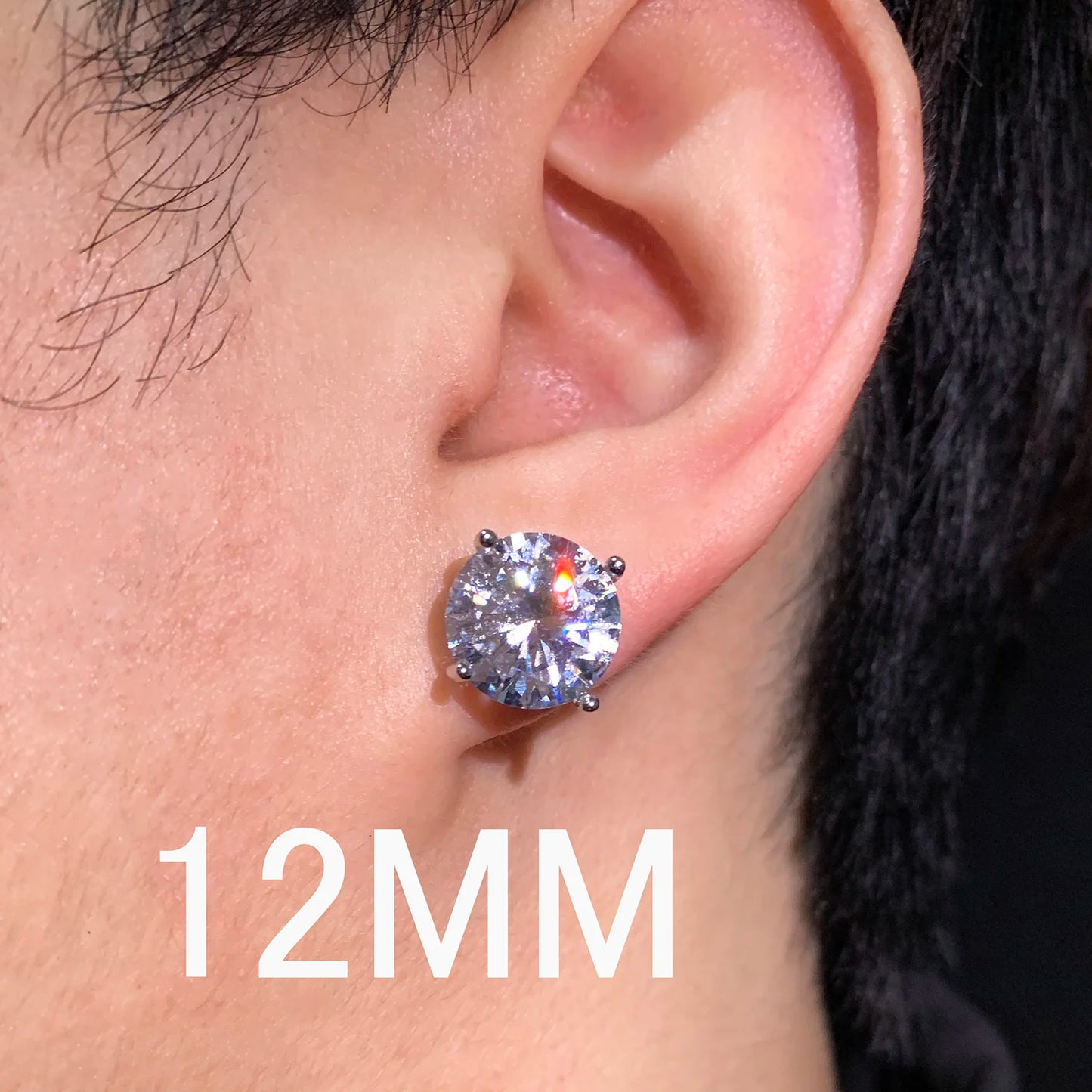 CUC 3-14MM AAAA Zircon Stud Earrings Screw/Push Back For Women -Men Fashion Trend Jewelry
