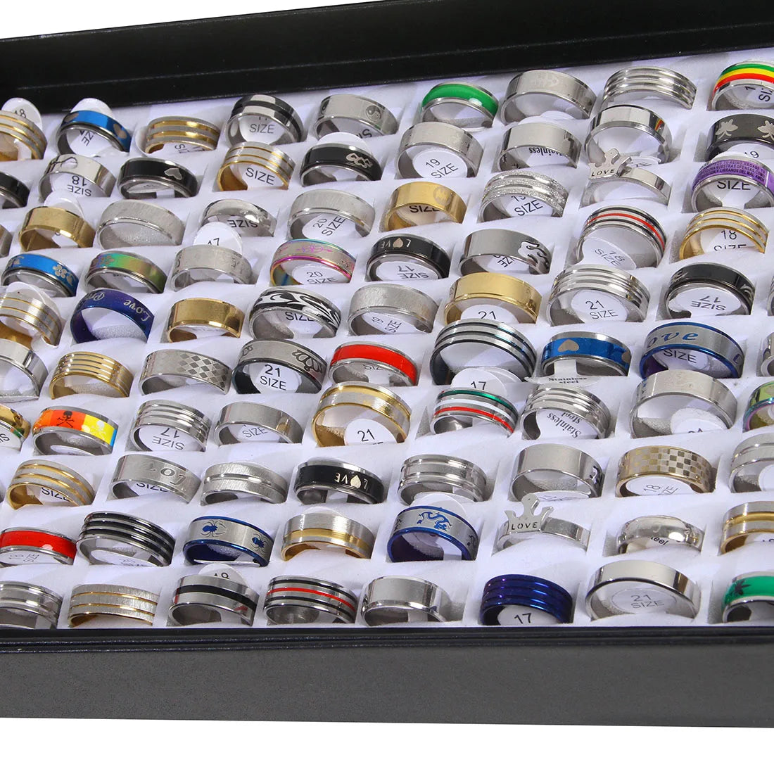 100pcs Mixed Rings - Bulk Finger Band Rings for Men & Women