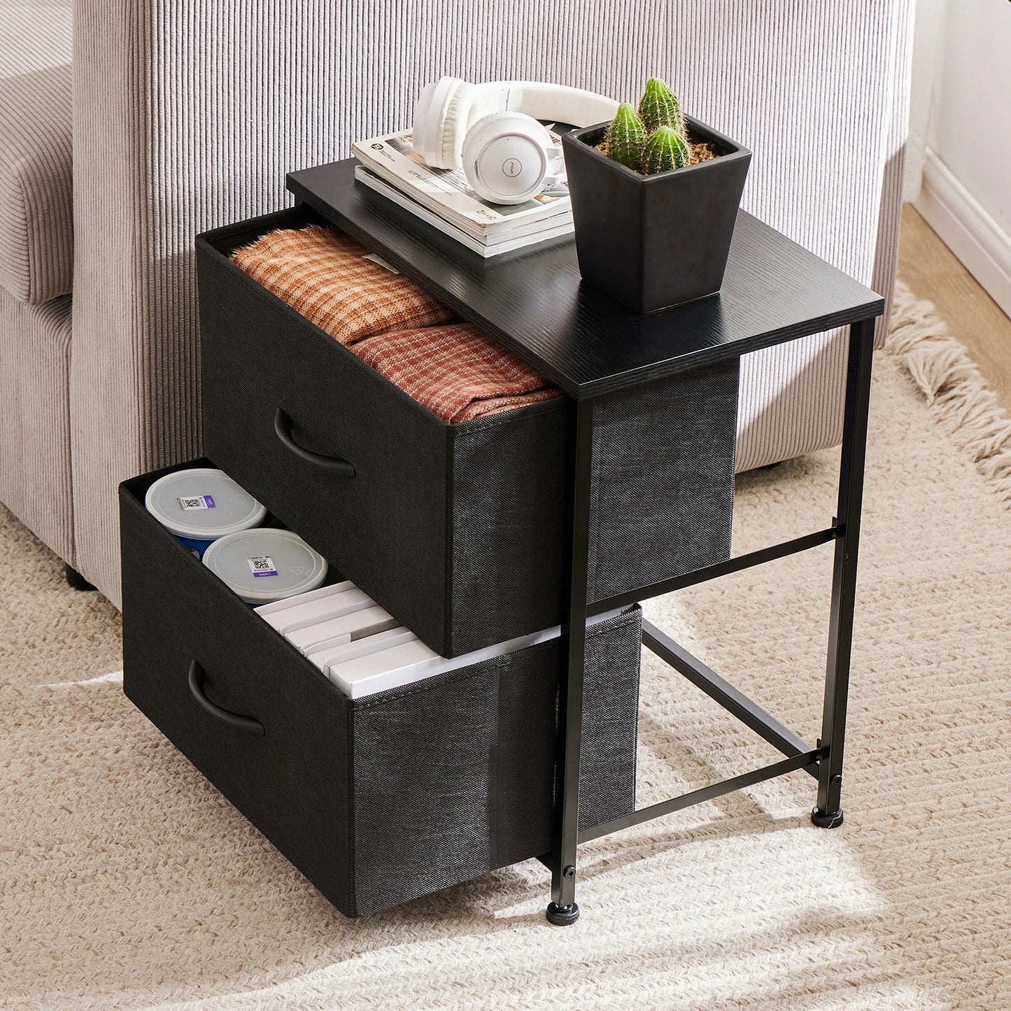 Nightstand Storage For Bedroom WITH 2 Drawers
