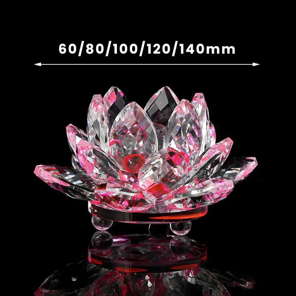 60-140mm Crystal Lotus Flower Figurine Home  Decoration - Glass Craft Paperweight - Table Ornaments
