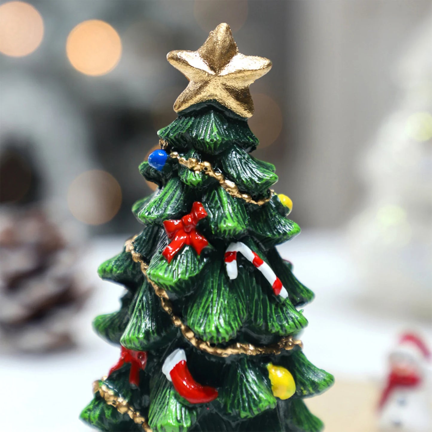 Tabletop Christmas Resin Tree Decor 3D Xmas Tree Christmas Tree Model for Christmas DIY Craft Party Decor MIAO-US